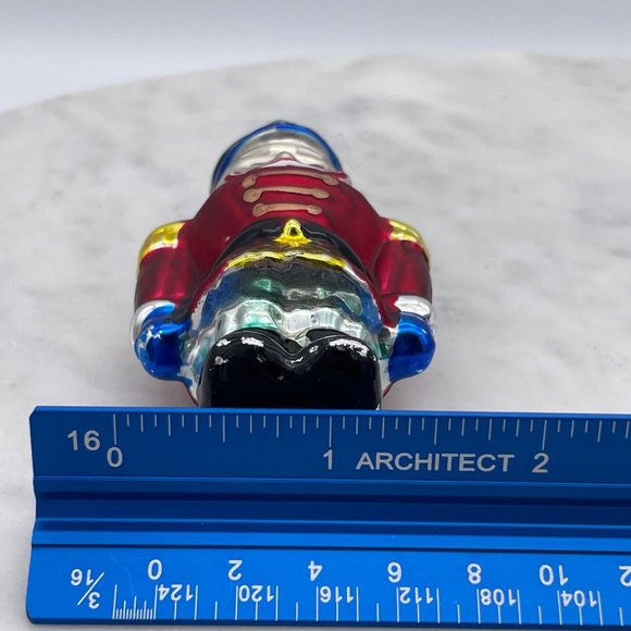 Blown Glass Nutcracker Ornament Christmas Soldier Red, Yellow, and Blue - Picture 7 of 8